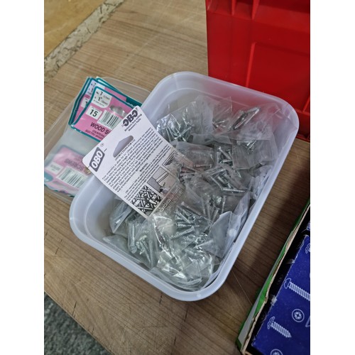 332 - Large quantity of nails screws, boxed masonry nails, rawl plugs etc