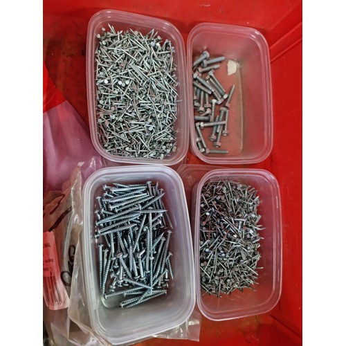 332 - Large quantity of nails screws, boxed masonry nails, rawl plugs etc