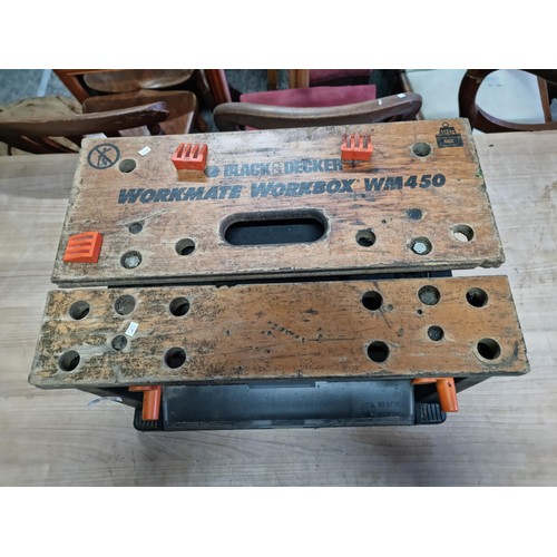 343 - Good quality Black & Decker Workmate Workbox WM450, with adjustable wooden top in overall good condi... 