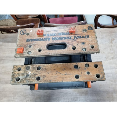 343 - Good quality Black & Decker Workmate Workbox WM450, with adjustable wooden top in overall good condi... 