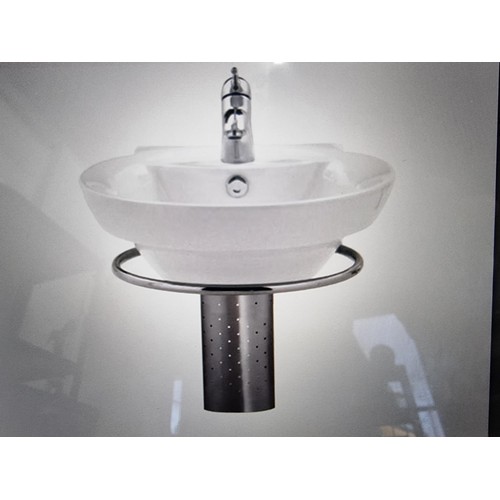 350C - Boxed as new Cotto sink complete with towel rail model 1TH Alpha C-0285, sink measures 20cm high, 50... 