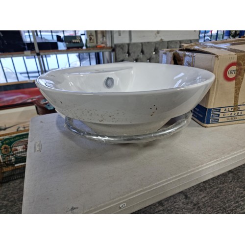 350C - Boxed as new Cotto sink complete with towel rail model 1TH Alpha C-0285, sink measures 20cm high, 50... 