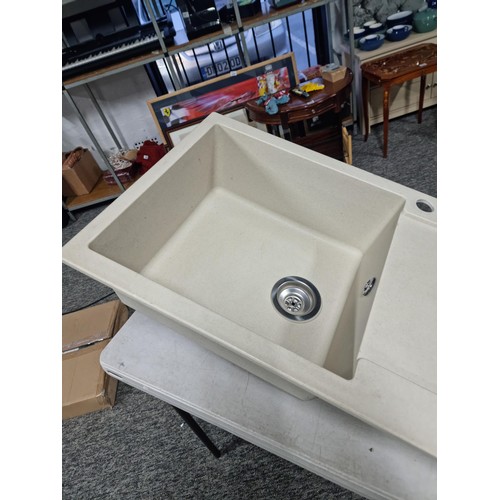 350E - As new unboxed Franke Mag61L coffee single bowl granite coloured plastic sink in good order measures... 