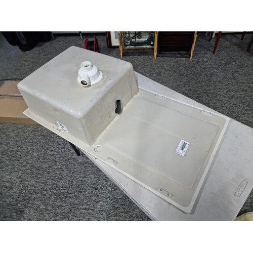 350E - As new unboxed Franke Mag61L coffee single bowl granite coloured plastic sink in good order measures... 