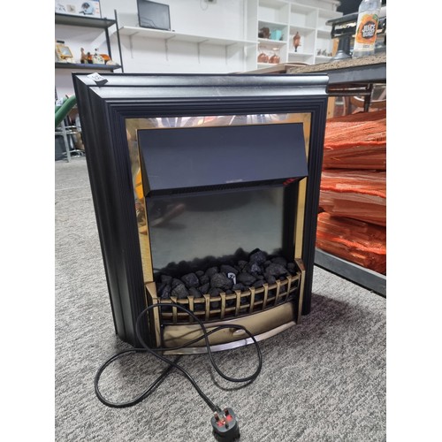 357 - Good quality inset electric fire effect Dimplex heater with back light in good order with plug