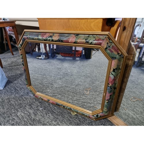 409 - Quantity of 3x mirrors to include a large pine framed mirror, floral framed mirror and 1x other mirr... 