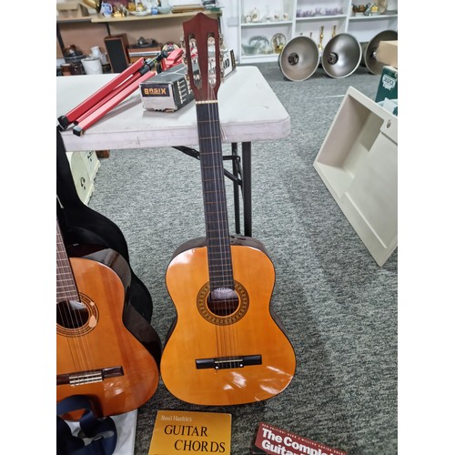 374 - 3 acoustic guitars, including 2 nylon strung classical style models (Odyssey and Herald) along with ... 