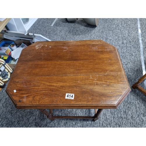 414 - Vintage rectangular Barley twist legged side table in good condition. Height of 76cm x width 60cm x ... 