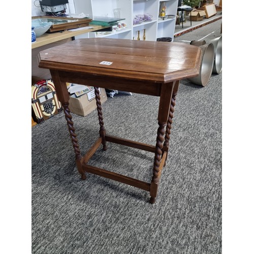 414 - Vintage rectangular Barley twist legged side table in good condition. Height of 76cm x width 60cm x ... 