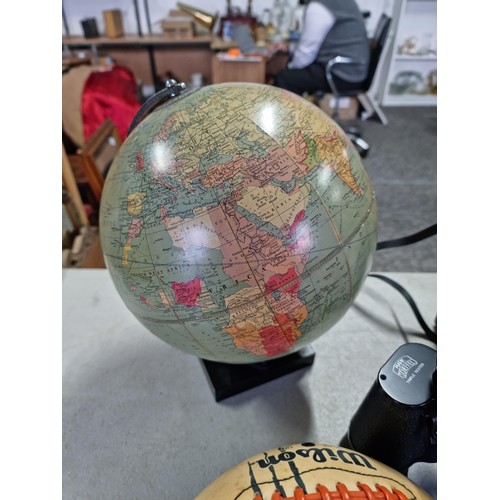 384 - Small quantity of collectables to inc a vintage terrestrial globe on stand, a cased pair of Mark Sch... 