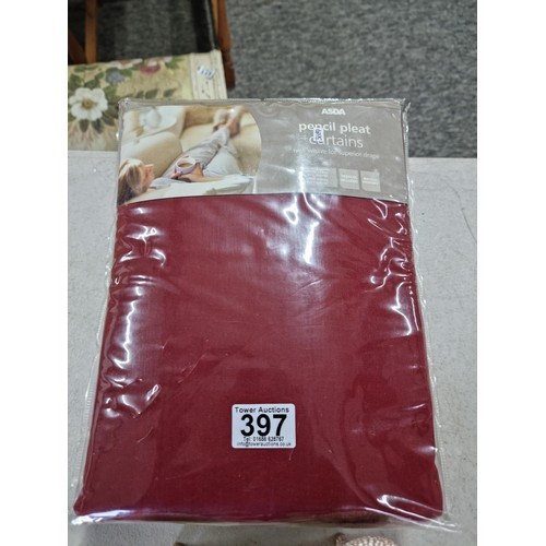 397 - Pair of Pencil Pleat curtains by Asda along with a Pair of shoes by Profile, UK size 6, Both in good... 