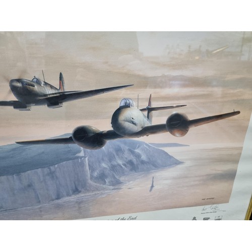 400 - 2x framed and glazed pictures inc a Cargo Plane flying in a sunset signed lower right 