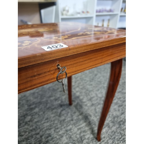 403 - Vintage Italian Musical side table complete with key and a lift up lid to reveal storage for jewelle... 