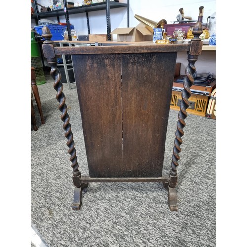 404 - Good quality antique dark oak fire screen with a diamond shape to the centre, has good carving throu... 