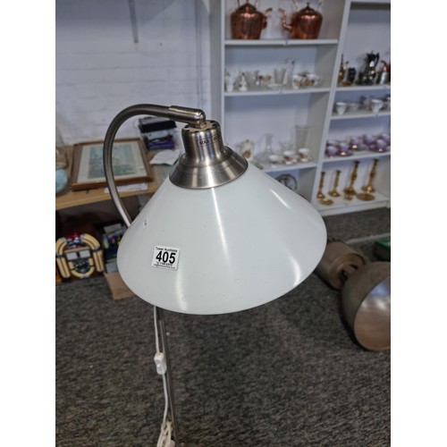 405 - 60w Ikea Kroby wavy design standard lamp with a frosted glass shade in good working order.