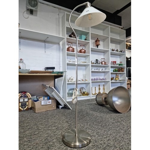 405 - 60w Ikea Kroby wavy design standard lamp with a frosted glass shade in good working order.