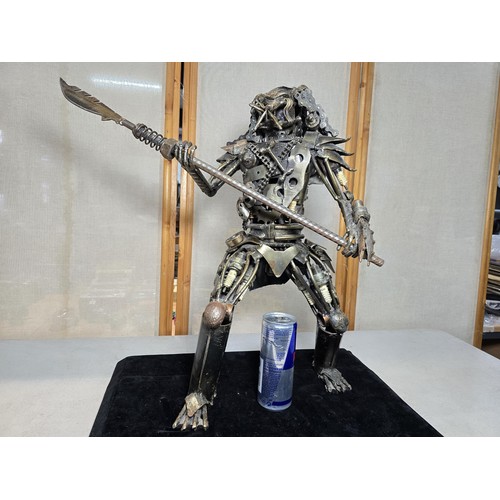 283 - A large and impressive handmade metal art sculpture of The Predator (49cm high) completely made from... 