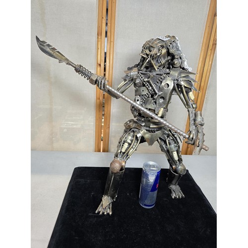 283 - A large and impressive handmade metal art sculpture of The Predator (49cm high) completely made from... 