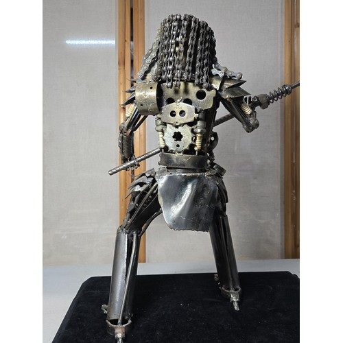 283 - A large and impressive handmade metal art sculpture of The Predator (49cm high) completely made from... 