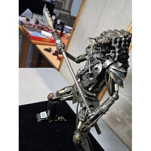 283 - A large and impressive handmade metal art sculpture of The Predator (49cm high) completely made from... 