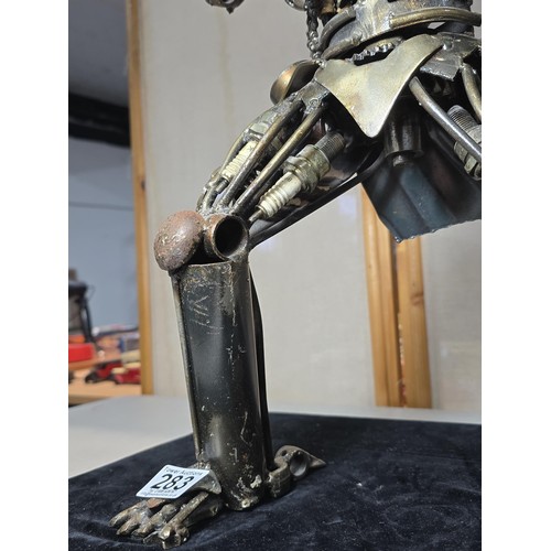 283 - A large and impressive handmade metal art sculpture of The Predator (49cm high) completely made from... 