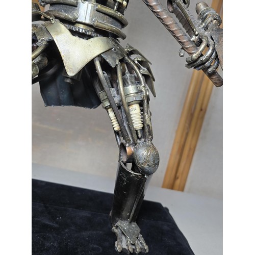 283 - A large and impressive handmade metal art sculpture of The Predator (49cm high) completely made from... 