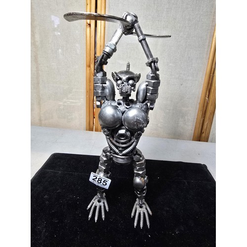 285 - A handmade very impressive metal art sculpture (36cm high) completely made from nuts and bolts spark... 