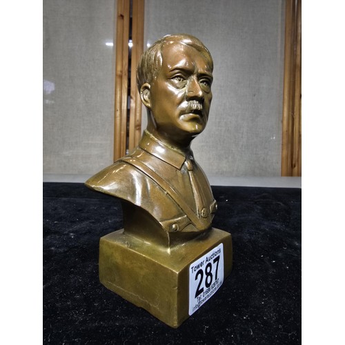 287 - A vintage solid bronze cast bust of Adolf Hitler presenting good detail, the bust stands at 16cm hig... 