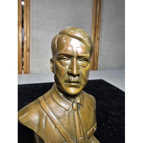 287 - A vintage solid bronze cast bust of Adolf Hitler presenting good detail, the bust stands at 16cm hig... 