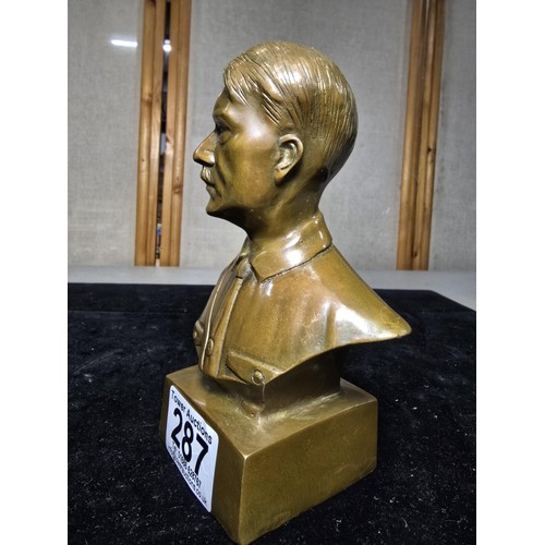 287 - A vintage solid bronze cast bust of Adolf Hitler presenting good detail, the bust stands at 16cm hig... 