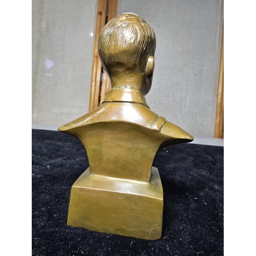 287 - A vintage solid bronze cast bust of Adolf Hitler presenting good detail, the bust stands at 16cm hig... 