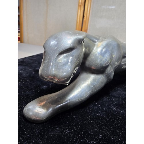 295 - A very rare circa 1960's aluminium metal car showroom figure of a prowling jaguar which is a huge 37... 