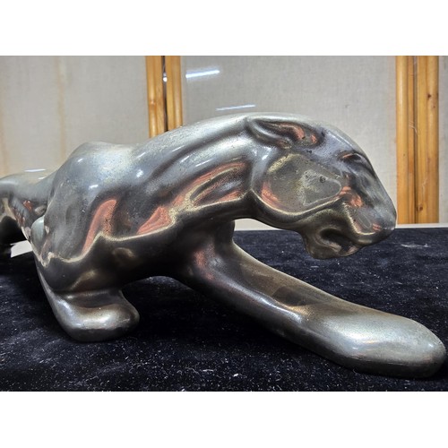 295 - A very rare circa 1960's aluminium metal car showroom figure of a prowling jaguar which is a huge 37... 