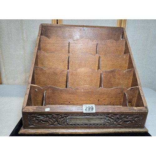 299 - A stunning beautifully carved antique wooden military stationery box / letter rack with a large hall... 