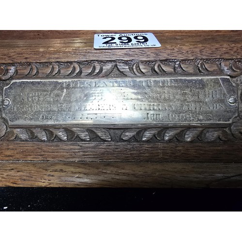 299 - A stunning beautifully carved antique wooden military stationery box / letter rack with a large hall... 