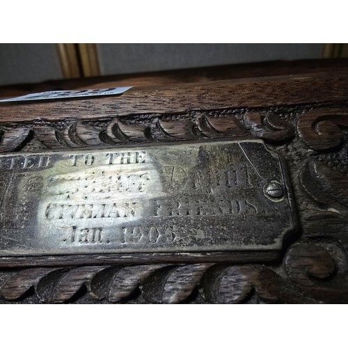 299 - A stunning beautifully carved antique wooden military stationery box / letter rack with a large hall... 