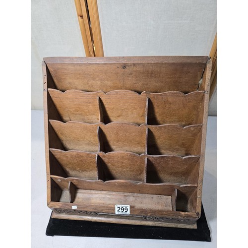 299 - A stunning beautifully carved antique wooden military stationery box / letter rack with a large hall... 