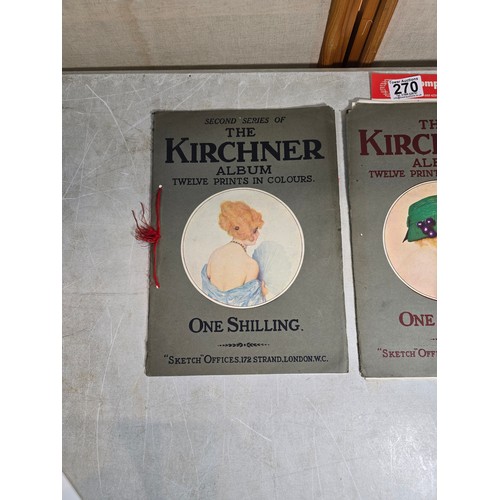 298 - 2x The Kirchner albums with 12 pin up prints in colour from the WWI era 1915 featuring stunning vibr... 