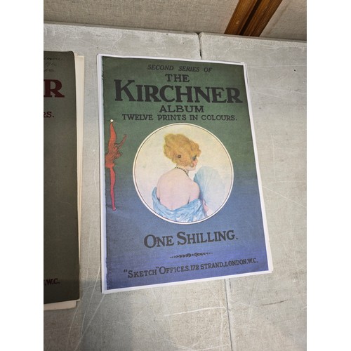 298 - 2x The Kirchner albums with 12 pin up prints in colour from the WWI era 1915 featuring stunning vibr... 