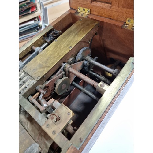 304 - Impressive large antique mahogany cash register by Gledhill Halifax, the lid lifts up to reveal the ... 