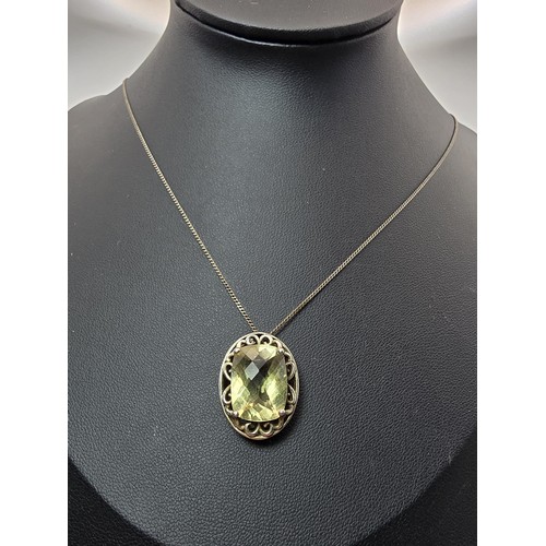 230B - A very good quality vintage 925 silver statement pendant inset with a huge 10ct natural citrine face... 