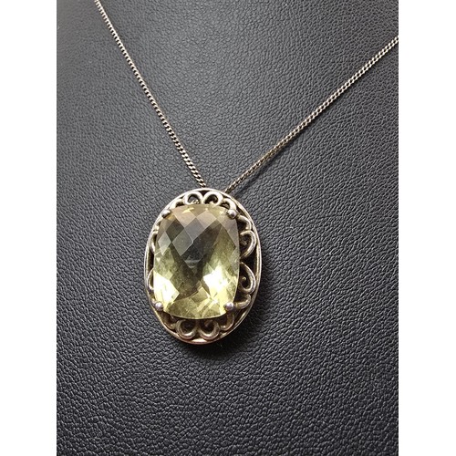 230B - A very good quality vintage 925 silver statement pendant inset with a huge 10ct natural citrine face... 