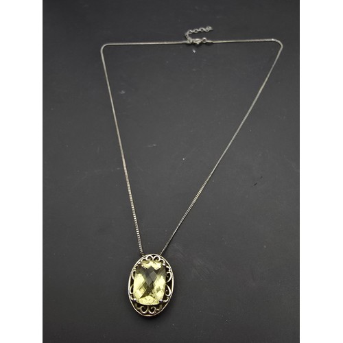 230B - A very good quality vintage 925 silver statement pendant inset with a huge 10ct natural citrine face... 