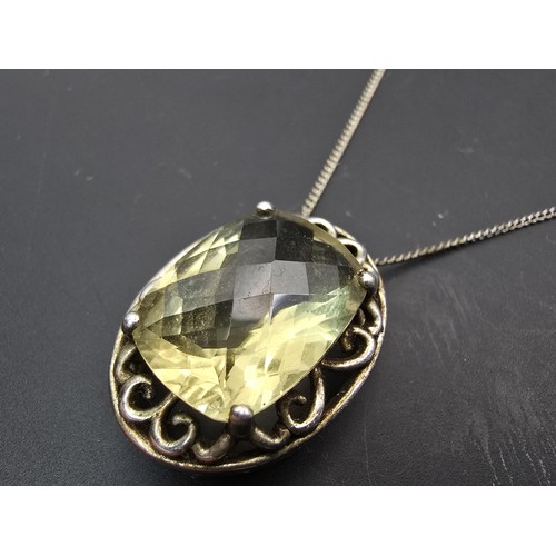 230B - A very good quality vintage 925 silver statement pendant inset with a huge 10ct natural citrine face... 