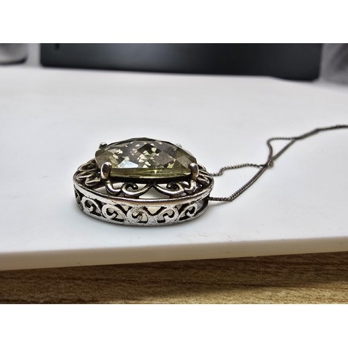 230B - A very good quality vintage 925 silver statement pendant inset with a huge 10ct natural citrine face... 