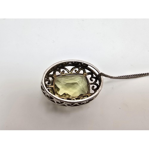 230B - A very good quality vintage 925 silver statement pendant inset with a huge 10ct natural citrine face... 