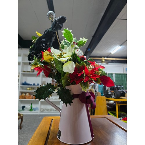 20 - Beautifully arranged spray of Christmas theme artificial flowers featuring s ball and stick with orn... 