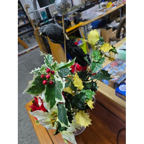 20 - Beautifully arranged spray of Christmas theme artificial flowers featuring s ball and stick with orn... 