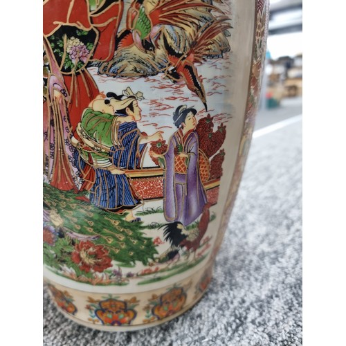 26 - A large good quality reproduction oriental vase with a hand painted image to the front with 3 dimens... 