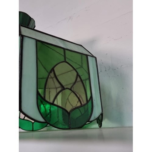 8 - A very good quality bespoke handmade Tiffany style light green and marble effect ceiling shade, the ... 